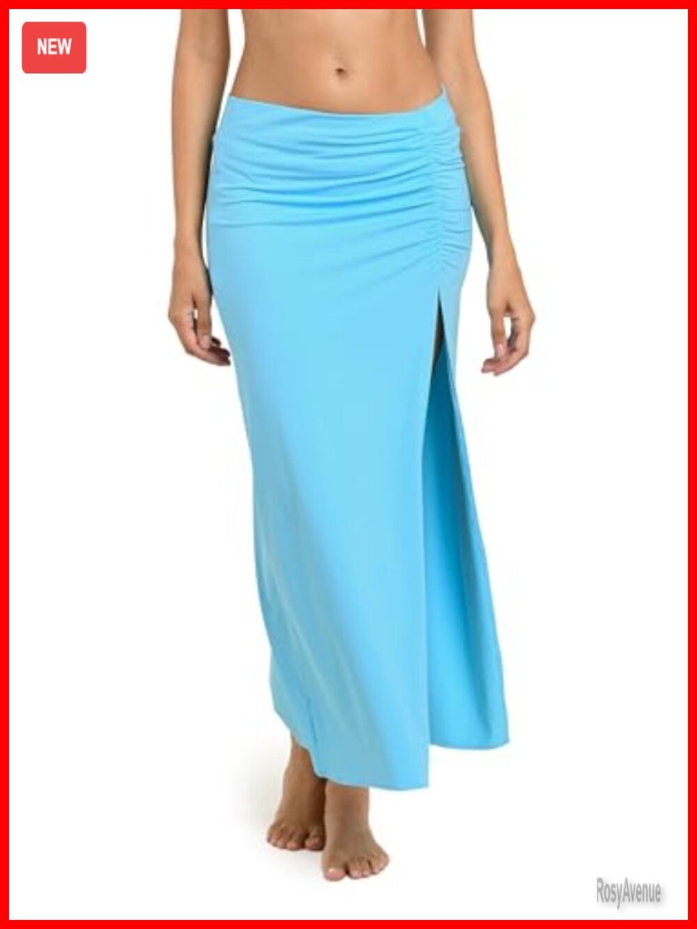 Maxi High Slit Swim Cover Up Skirt Ruched Beach Pool Skirt